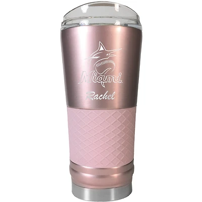 Miami Marlins 24oz. Personalized Rose Gold Draft Tumbler