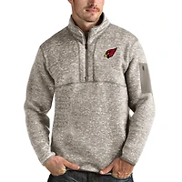 Men's Antigua Oatmeal Arizona Cardinals Fortune Quarter-Zip Pullover Jacket