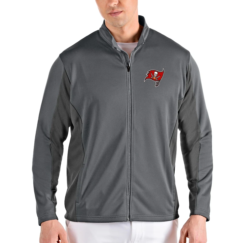 Men's Antigua Steel Tampa Bay Buccaneers Passage Full-Zip Jacket