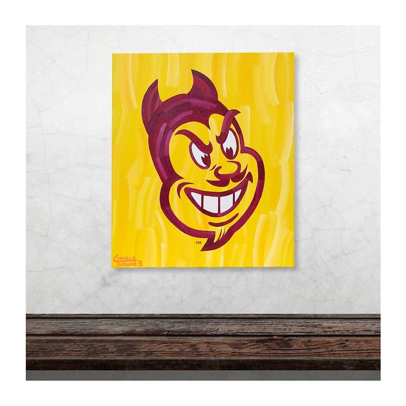 Arizona State Sun Devils Stretched 20" x 24" Original Canvas Artwork - Art by Charlie Turano III - Limited Edition #1/1 - Sparky Head