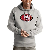 Men's Antigua Heather Gray San Francisco 49ers Victory Pullover Hoodie