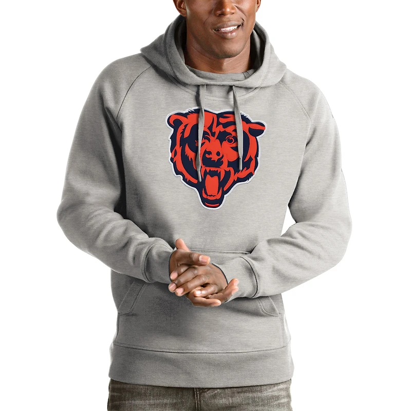 Men's Antigua Heather Gray Chicago Bears Victory Pullover Hoodie