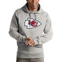 Men's Antigua Heather Gray Kansas City Chiefs Victory Pullover Hoodie