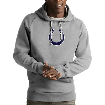 Men's Antigua Heather Gray Indianapolis Colts Victory Pullover Hoodie