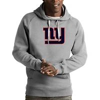 Men's Antigua Heather Gray New York Giants Victory Pullover Hoodie