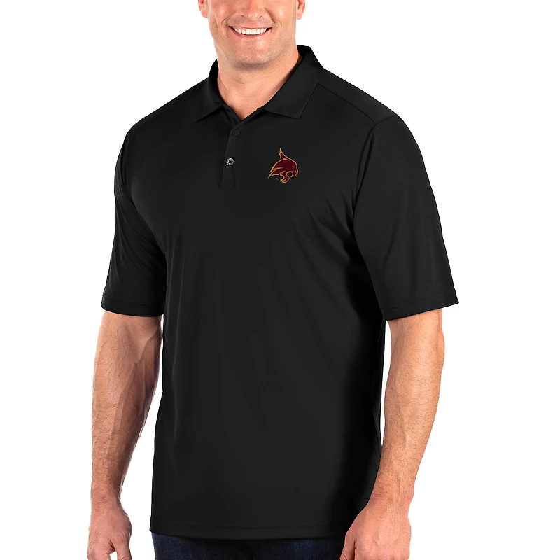 Men's Antigua Black Texas State Bobcats Big & Tall Tribute Polo