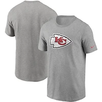 Men's Nike Heather Gray Kansas City Chiefs Primetime Logo Essential T-Shirt