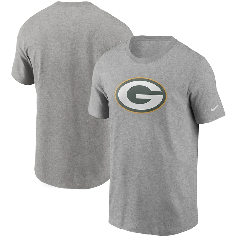 Men's Nike Heather Gray Green Bay Packers Primetime Logo Essential T-Shirt