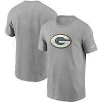 Men's Nike Heather Gray Green Bay Packers Primetime Logo Essential T-Shirt