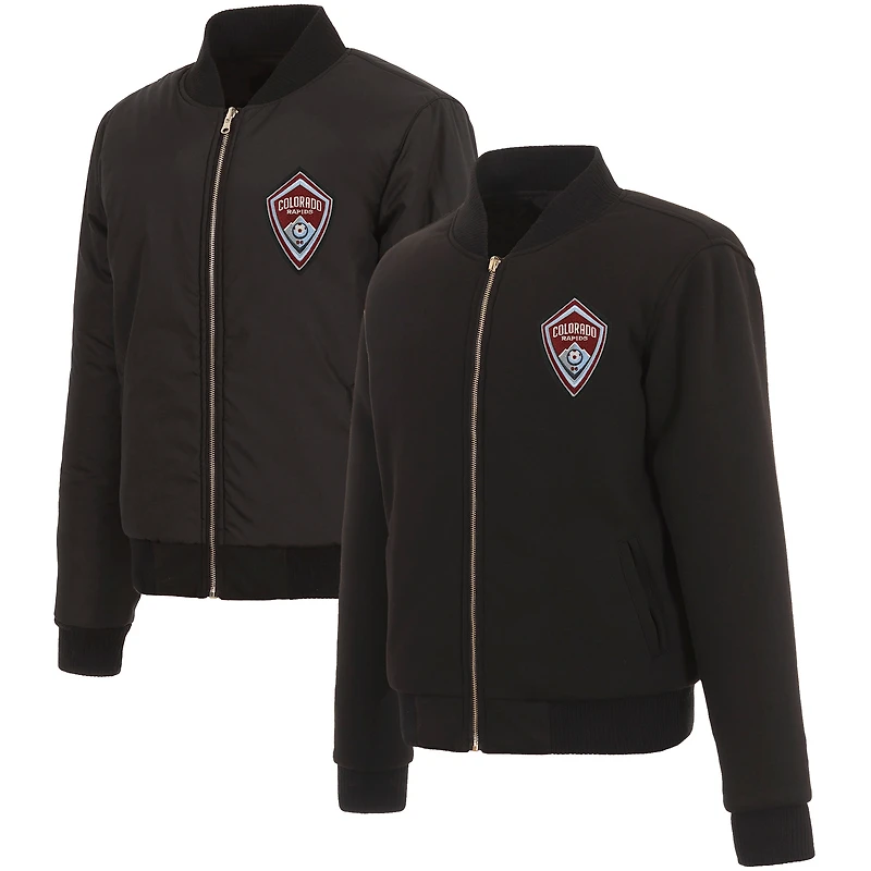 Women's JH Design Black Colorado Rapids Reversible Full-Zip Fleece Jacket
