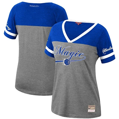 Women's Mitchell & Ness Penny Hardaway Heathered Charcoal Orlando Magic Team Captain V-Neck T-Shirt