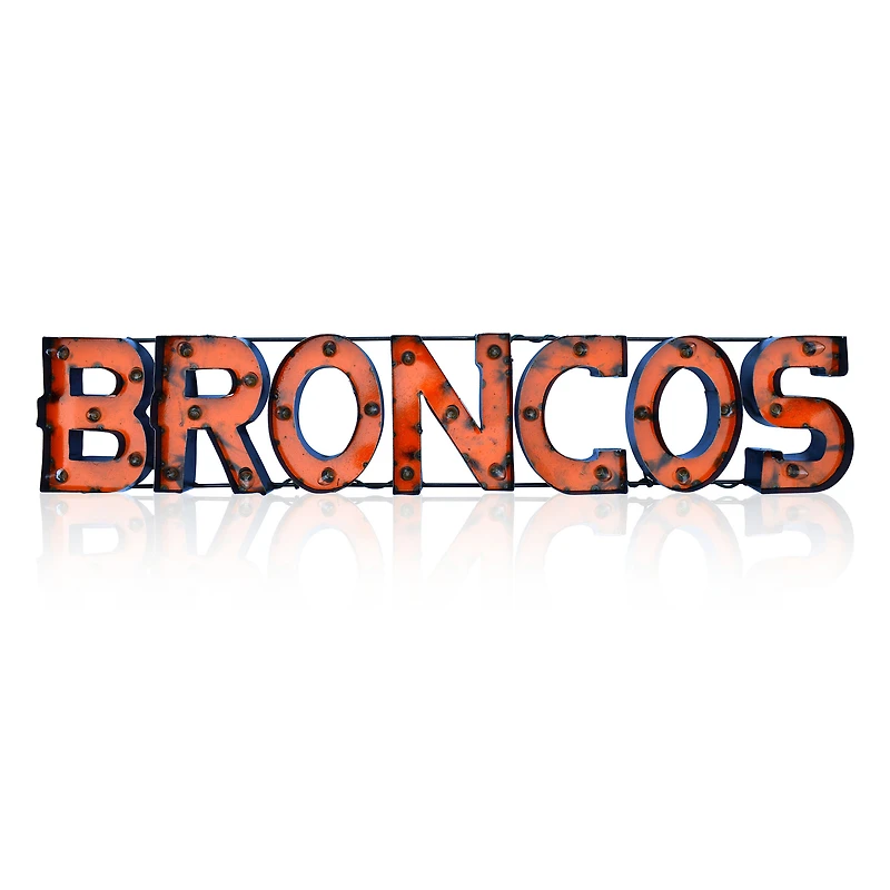 Imperial Denver Broncos 45.5'' x 9'' Lighted Recycled Metal Sign
