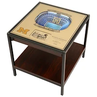 Brown Michigan Wolverines 25-Layer StadiumView Lighted End Table