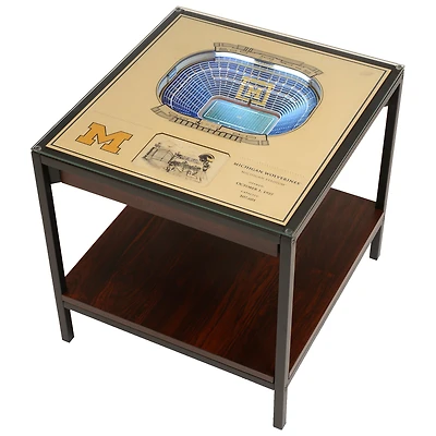 Brown Michigan Wolverines 25-Layer StadiumView Lighted End Table