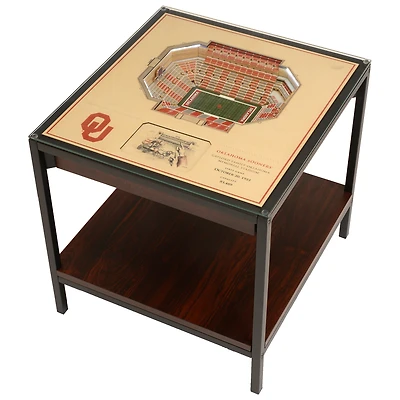 Brown Oklahoma Sooners 25-Layer StadiumView Lighted End Table