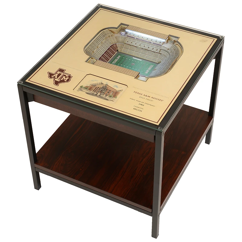 Brown Texas A&M Aggies 25-Layer StadiumView Lighted End Table