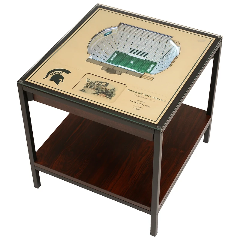Brown Michigan State Spartans 25-Layer StadiumView Lighted End Table