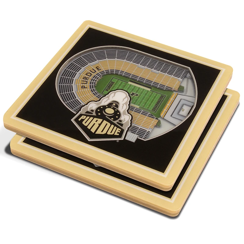 Black Purdue Boilermakers 3D StadiumViews Coasters