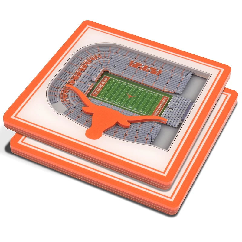White Texas Longhorns 3D StadiumViews Coasters