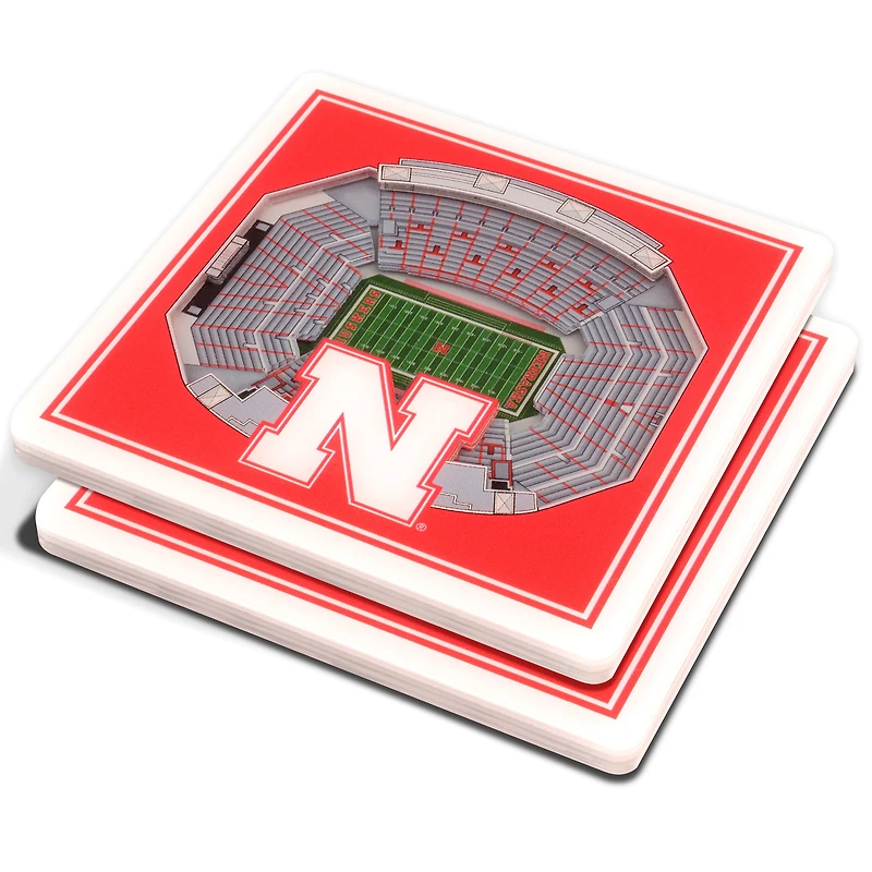 Red Nebraska Huskers 3D StadiumViews Coasters