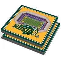 Yellow NDSU Bison 3D StadiumViews Coasters