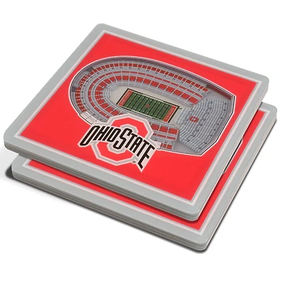 Red Ohio State Buckeyes 3D StadiumViews Coasters