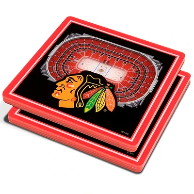 Black Chicago Blackhawks 3D StadiumViews Coasters