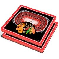 Black Chicago Blackhawks 3D StadiumViews Coasters