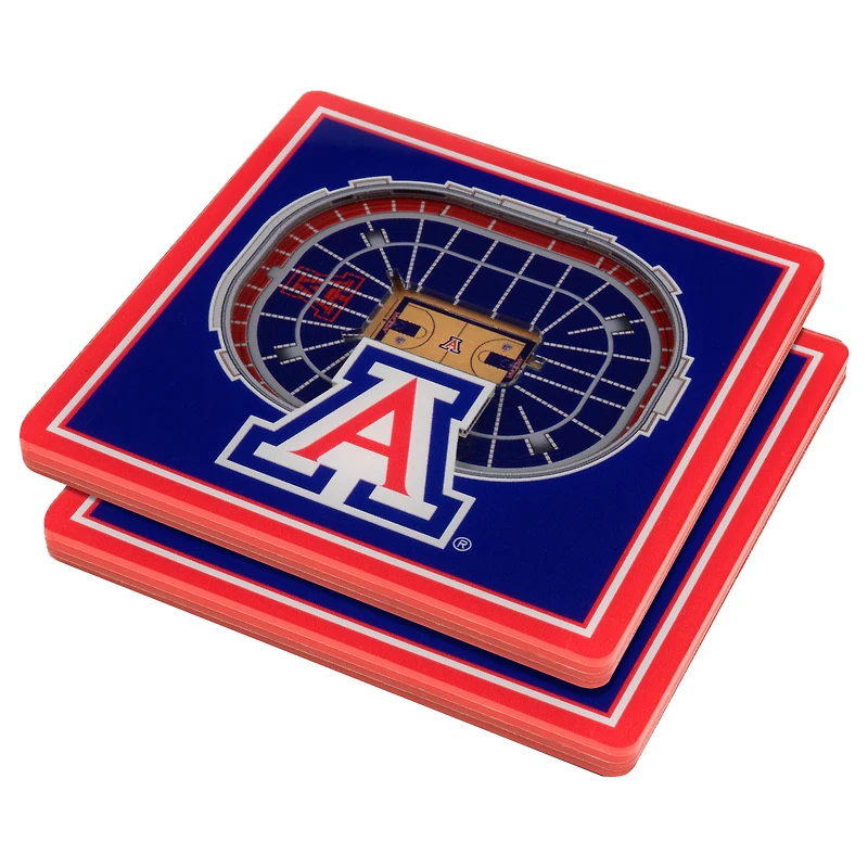 Red Arizona Wildcats 3D StadiumViews Coasters