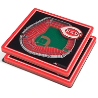 Black Cincinnati Reds 3D StadiumViews Coasters