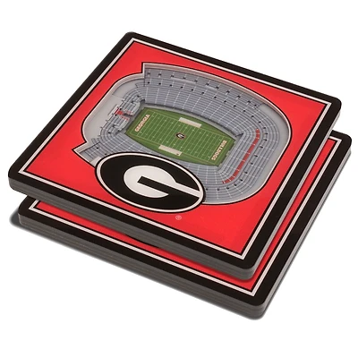 Red Georgia Bulldogs 3D StadiumViews Coasters