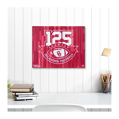 Oklahoma Sooners 125th Anniversary Stretched 16" x 20" Embellished Canvas Giclee Print - Art by Charlie Turano III