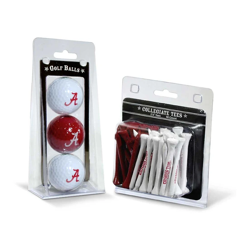 Alabama Crimson Tide 3-Golf Ball & 50-Golf Tee Set