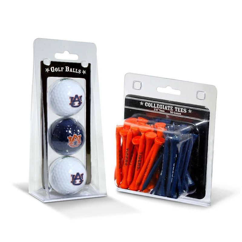Auburn Tigers 3-Golf Ball & 50-Golf Tee Set