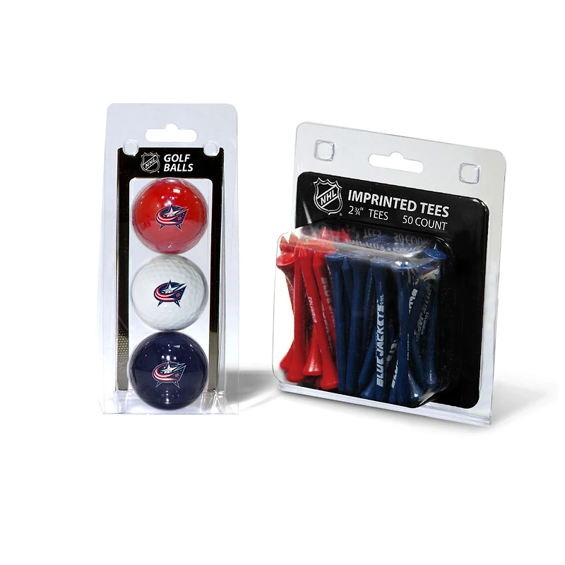 Columbus Blue Jackets 3-Golf Ball & 50-Golf Tee Set