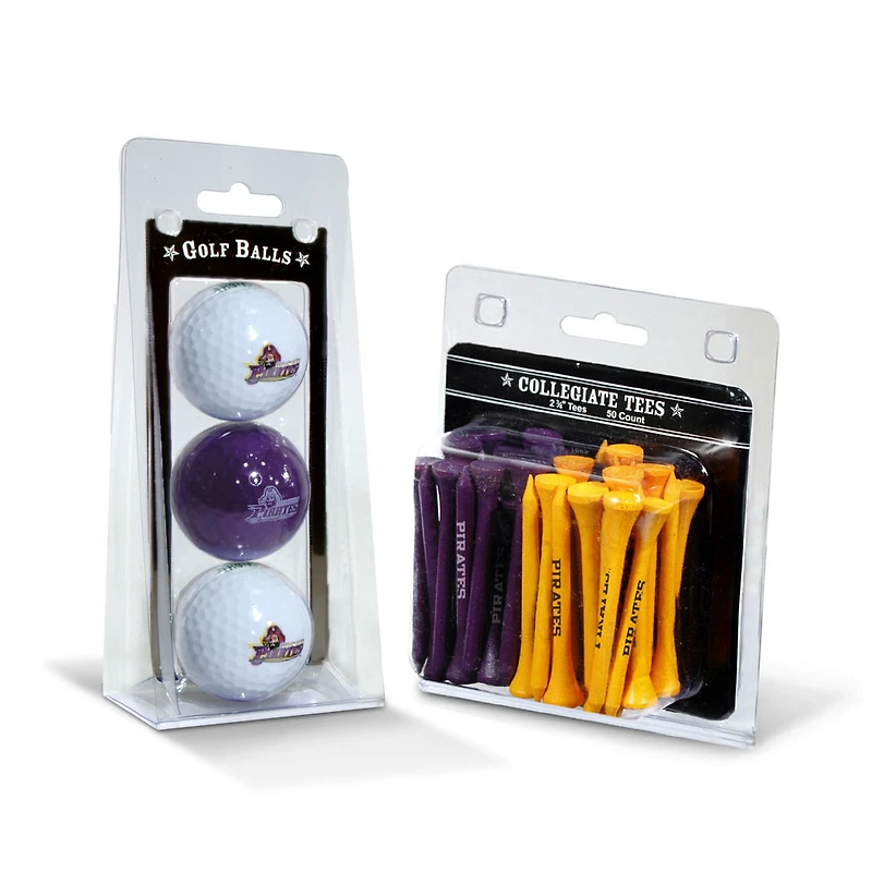 ECU Pirates 3-Golf Ball & 50-Golf Tee Set