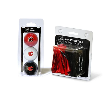 Calgary Flames 3-Golf Ball & 50-Golf Tee Set