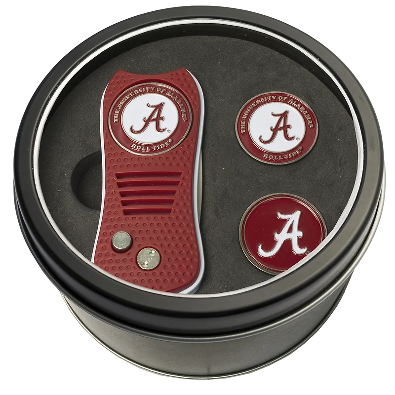Alabama Crimson Tide Divot Tool & Ball Markers Personalized Tin Gift Set