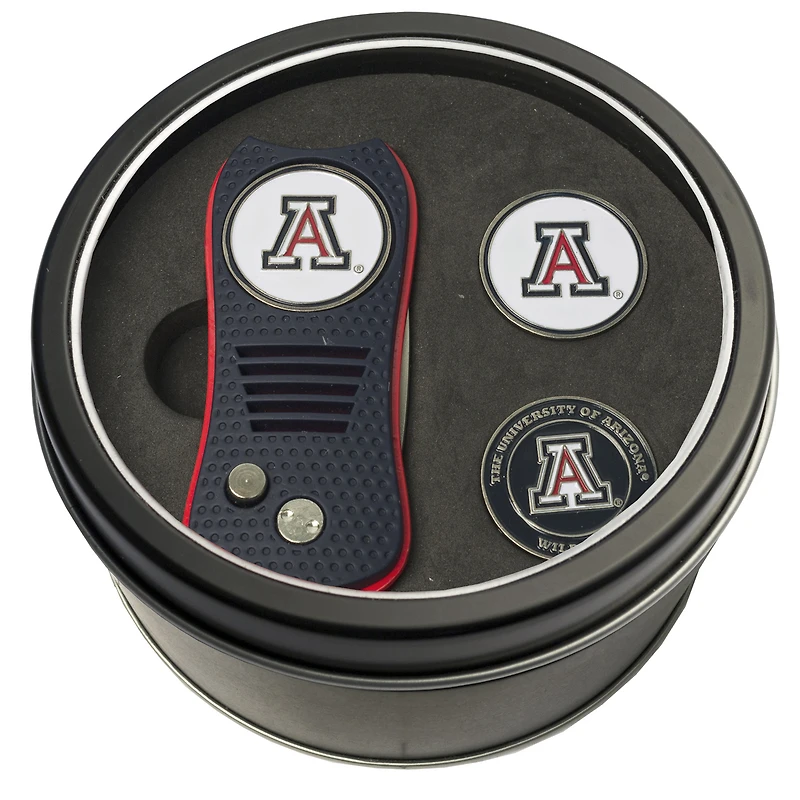 Arizona Wildcats Divot Tool & Ball Markers Personalized Tin Gift Set