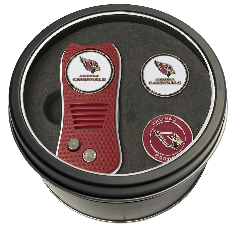 Arizona Cardinals Divot Tool & Ball Markers Personalized Tin Gift Set