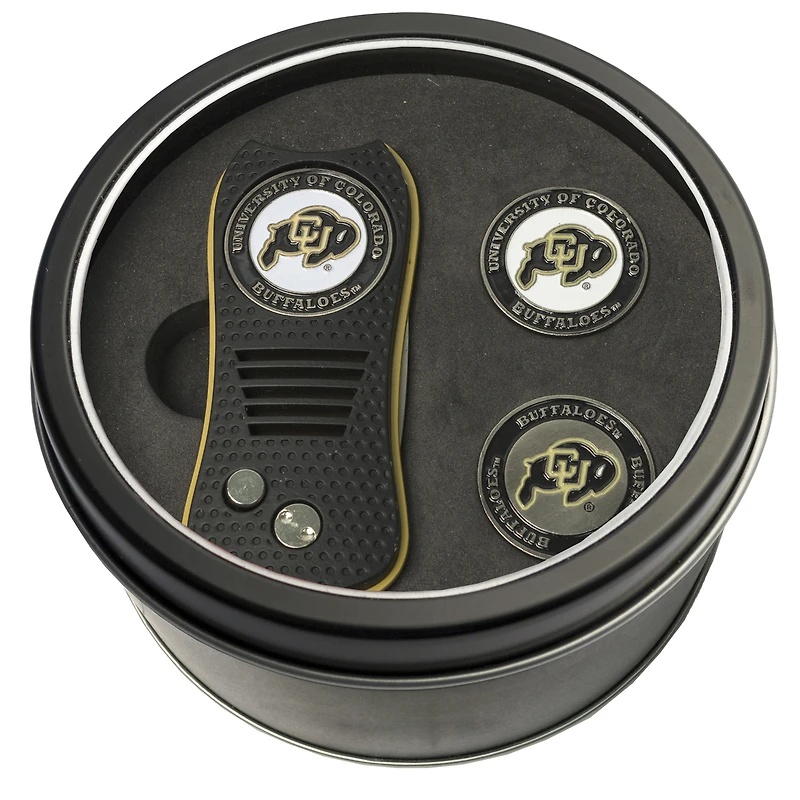 Colorado Buffaloes Divot Tool & Ball Markers Personalized Tin Gift Set