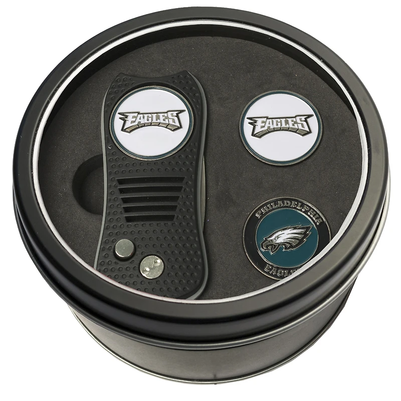 Philadelphia Eagles Divot Tool & Ball Markers Personalized Tin Gift Set