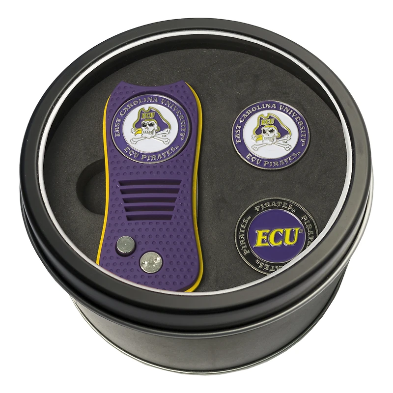 ECU Pirates Divot Tool & Ball Markers Personalized Tin Gift Set