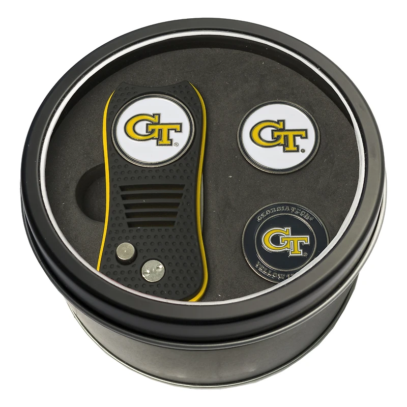 Georgia Tech Yellow Jackets Divot Tool & Ball Markers Personalized Tin Gift Set
