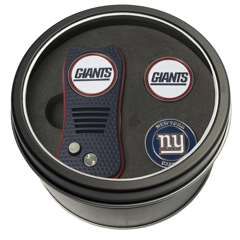 New York Giants Divot Tool & Ball Markers Personalized Tin Gift Set