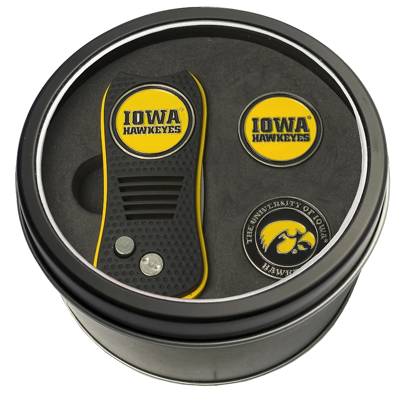 Iowa Hawkeyes Divot Tool & Ball Markers Personalized Tin Gift Set