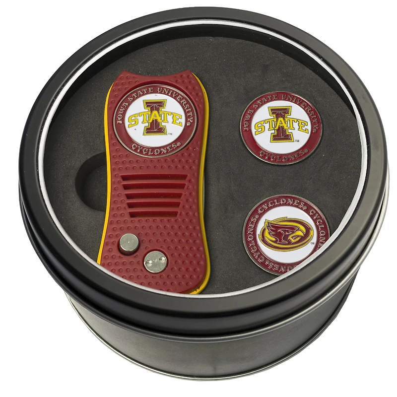 Iowa State Cyclones Divot Tool & Ball Markers Personalized Tin Gift Set