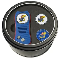 Kansas Jayhawks Divot Tool & Ball Markers Personalized Tin Gift Set