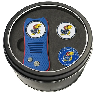 Kansas Jayhawks Divot Tool & Ball Markers Personalized Tin Gift Set