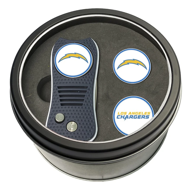 Los Angeles Chargers Divot Tool & Ball Markers Personalized Tin Gift Set